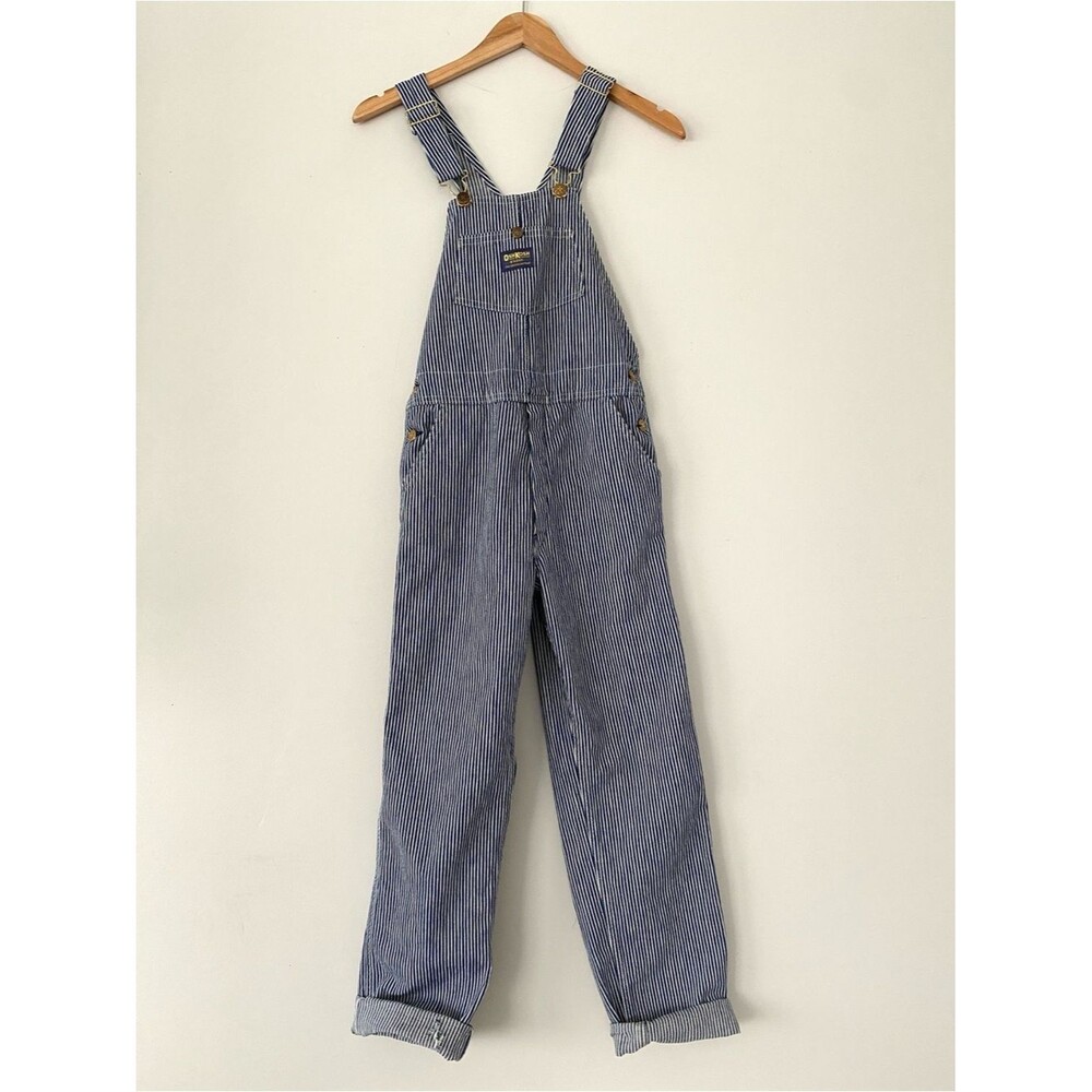 VTG 60-70s OshKosh B'gosh Blue & White Striped Overalls Sz 14 Made in USA Unioni